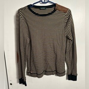 Lauren Ralph Lauren Black and Tan Striped Top